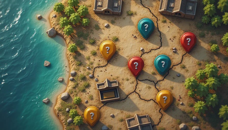 A close-up of a game map with dozens of overlapping icons representing repetitive tasks, illustrating how padding dilutes a game's value.