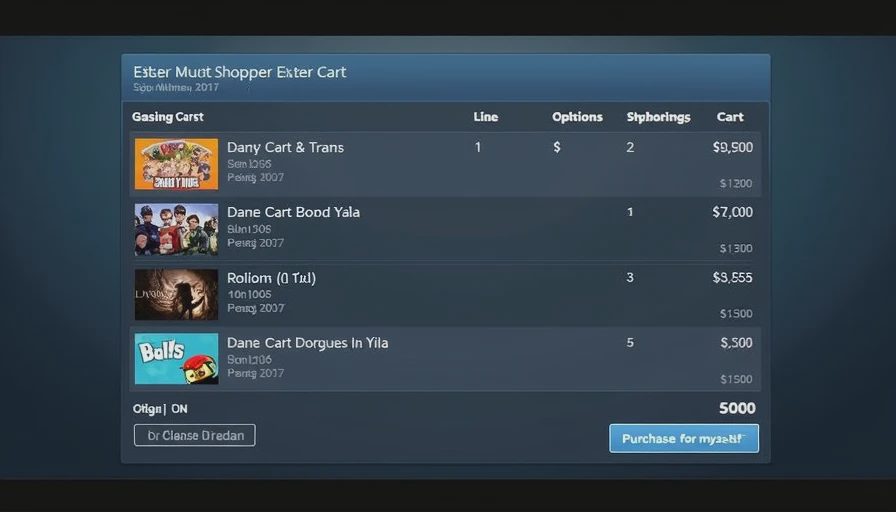 A Steam cart full of impulse buys A close-up of a Steam shopping cart with several discounted games listed, showing prices and a total that suggests impulse buying, with the purchase button visible.