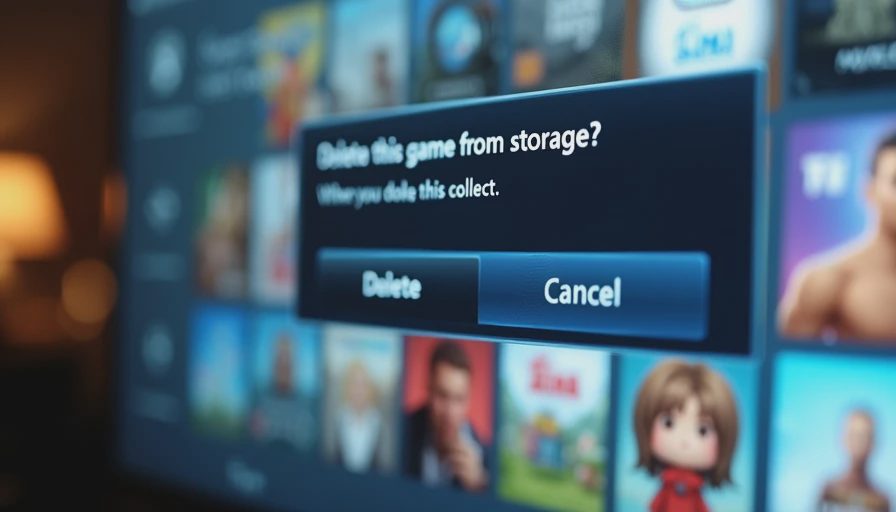 The decision to delete a game A close-up of a TV screen showing a confirmation prompt asking if the player wants to delete a game from the console storage, with the Yes option highlighted.